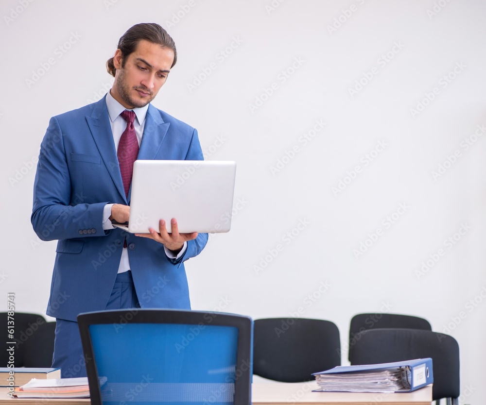 Young businessman making presentation during pandemic Young businessman making presentation during pandemic