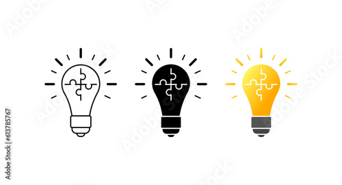 Innovation. Different styles, colorful, innovative thinking, innovative ideas. Vector icons.