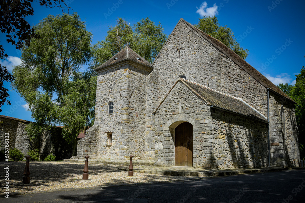 view on the church of the village of Villiers en Biere in Seine et Marne