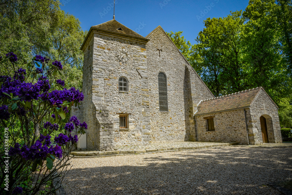 Fototapeta premium view on the church of the village of Villiers en Biere in Seine et Marne