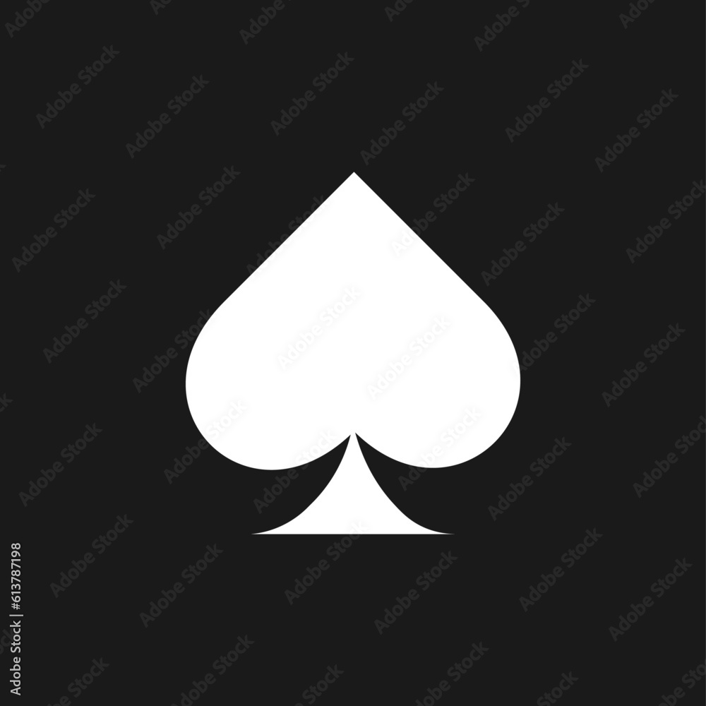 White Spades Suit. Casino icon black background White Spades Suit. Casino icon black background