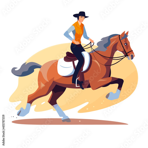 Dressage horse. Horse riding. Equestrian sport. Cartoon vector illustration. white background, label, sticker © trompinex