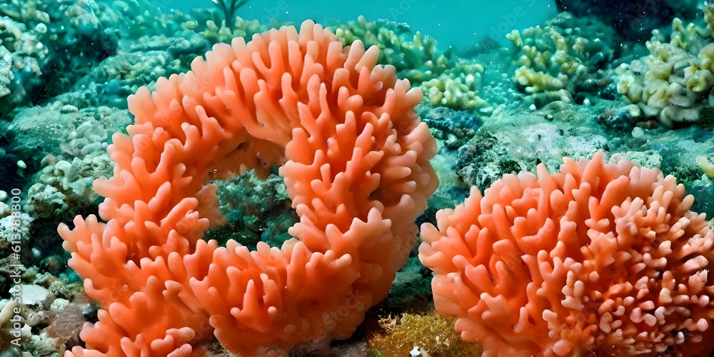 Fototapeta premium 4k macro real image, real coral, realistic in its composition, clear focus, closeup, bright.