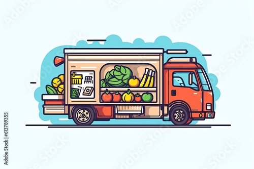 Consumer Truck Illustration. Transportation illustration. Generative AI 
