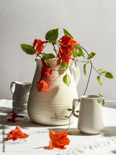 still life with vase and flowers