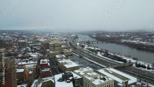 Aerial Pan 3 Shot of Albany Skyline