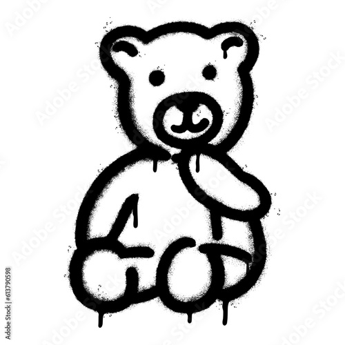 Spray Painted Graffiti Teddy bear icon Sprayed isolated with a white background.
