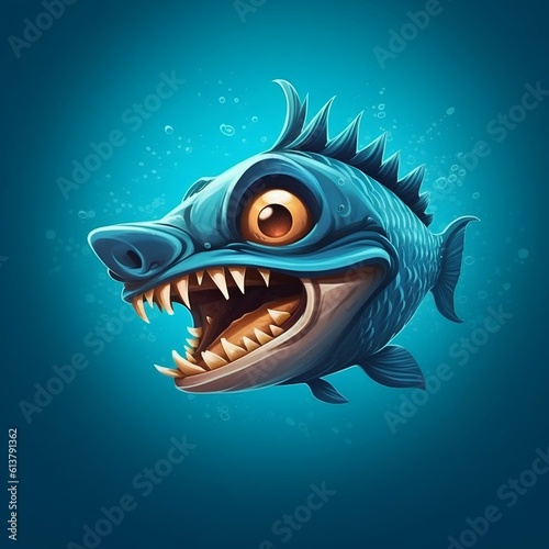 Angry Barracuda Cartoon Character on White Background. Generative ai