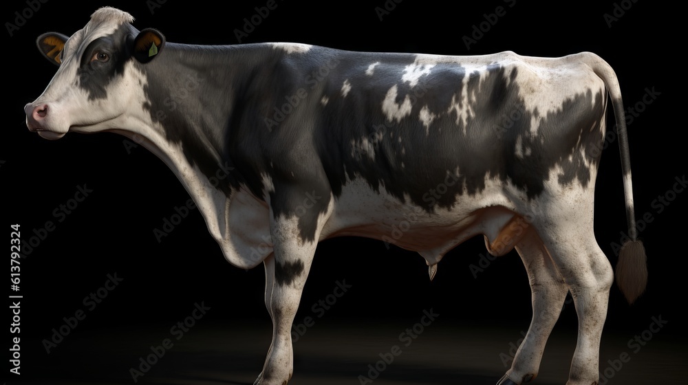 black and white cow, generative ai