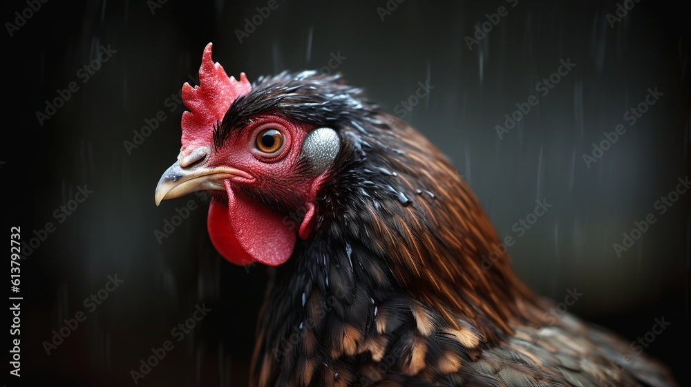 close up of a rooster by generative ai
