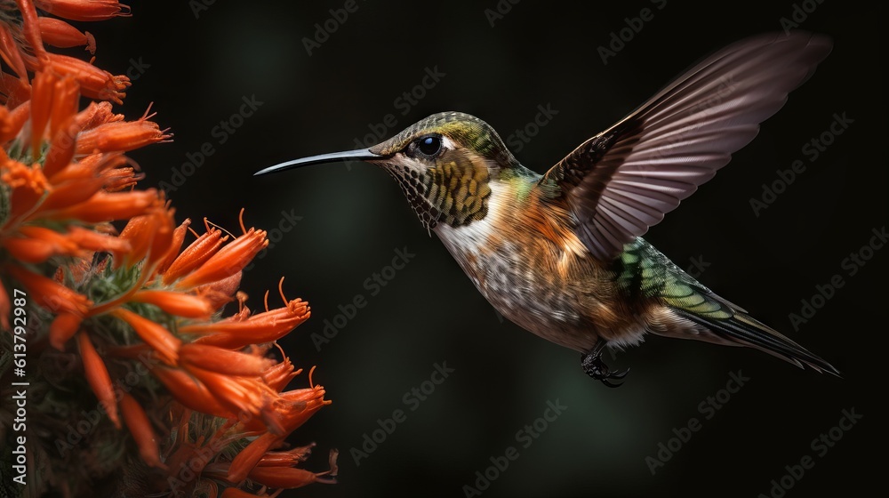 hummingbird feeding on a flower by generative ai hummingbird feeding on a flower by generative ai