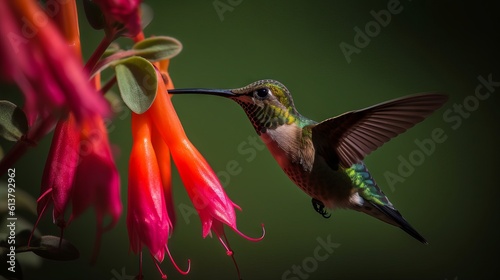 hummingbird feeding on flower by generative ai © Saurav