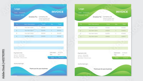 Simple and modern corporate business invoice design template .