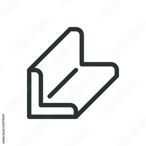 Steel angle bar isolated icon, stainless steel equal angle bar vector icon with editable stroke