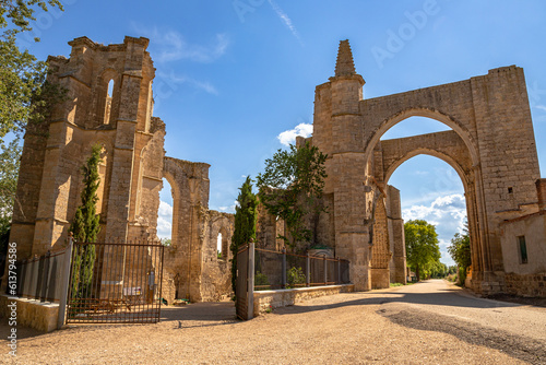 View from the main entrance of the ruins of the convent of San Anton, Castrojeriz, Burgos, Spain photo