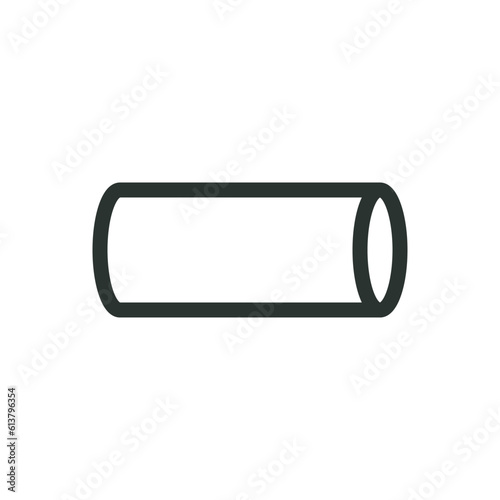 Stainless steel straight pipe isolated icon,  PVC straight tube vector icon with editable stroke