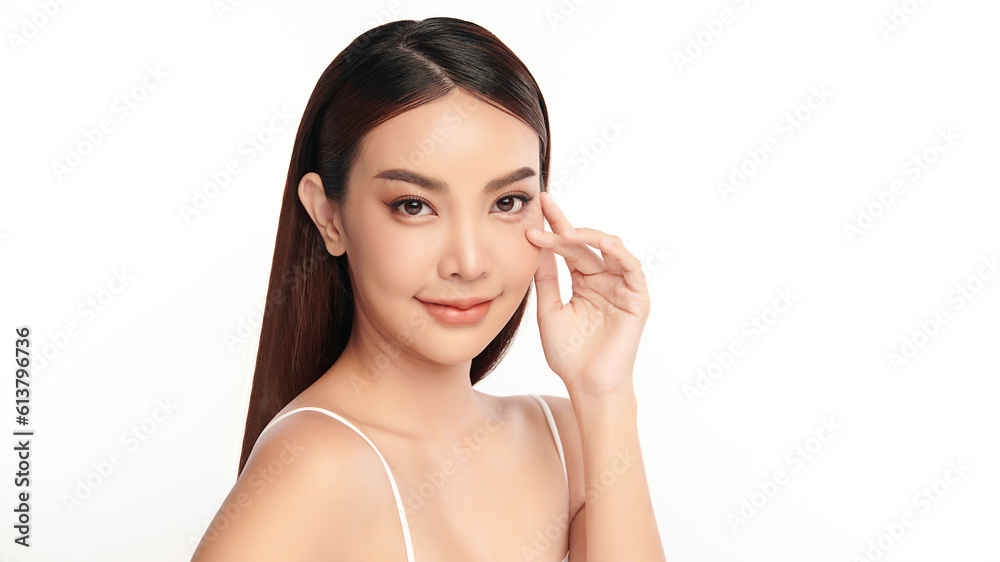 Beautiful young asian woman with clean fresh skin on white background, Face care, Facial treatment, Cosmetology, beauty and spa, Asian women portrait. Beautiful young asian woman with clean fresh skin on white background, Face care, Facial treatment, Cosmetology, beauty and spa, Asian women portrait.