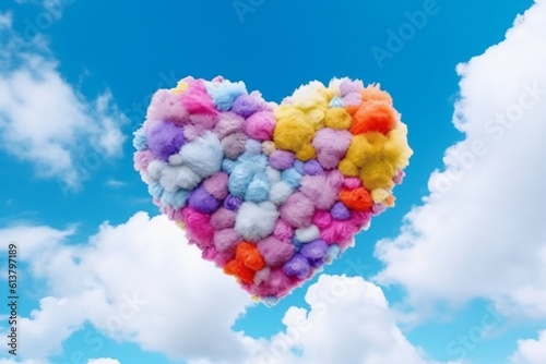Colorful Heart-Shaped Cloud in the Sky - Love and Serenity, Generative AI