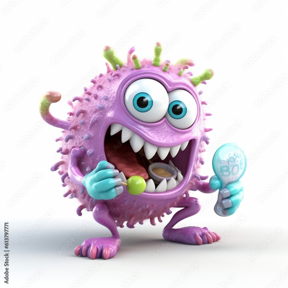 Fototapeta premium Violet monster on white background