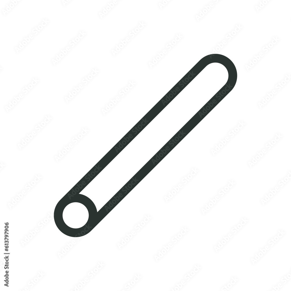 Steel rod isolated icon, metal round bar vector icon with editable stroke