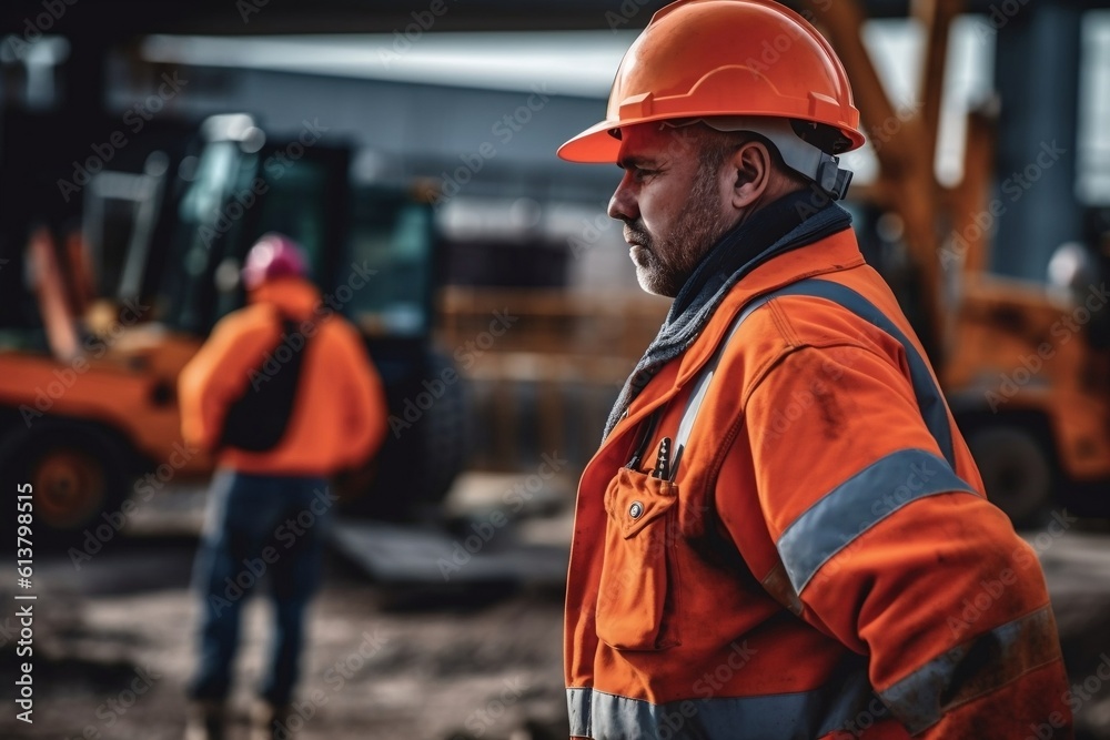 Construction Worker in Orange Gear - Safety and Expertise, Generative AI