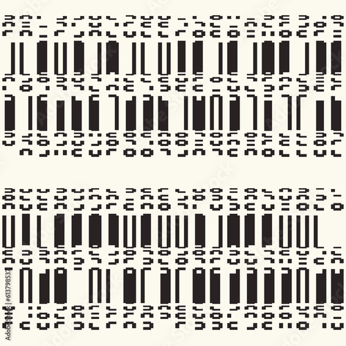 Monochrome Glitch Effect Textured Dashed Pattern