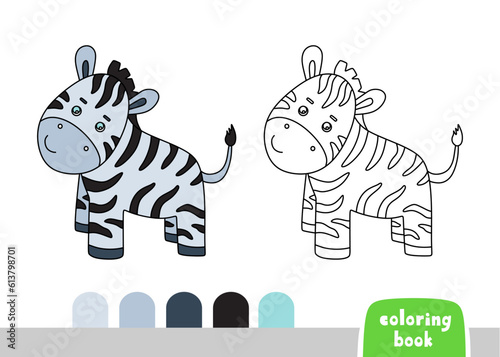 Coloring Book for Children Zebra Page for Books Magazines Vector Illustration Template