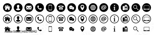 Set of Contact and web icons.Set of Icons for social networking.Contact and Communication Icons.Set of Communication icon.Vector