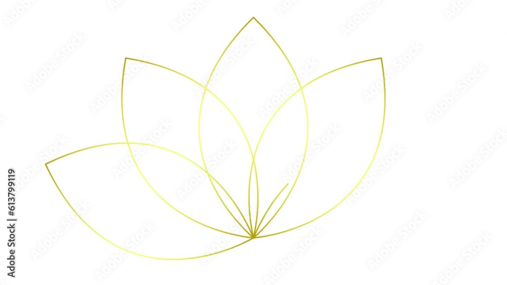 Animated golden linear lotus icon. Symbol is drawn gradually. Concept of yoga. Vector illustration isolated on white background.
Animated golden linear lotus icon. Symbol is drawn gradually. Concept of yoga. Vector illustration isolated on white background.