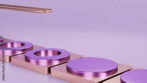 3D metalic round fall loop animation