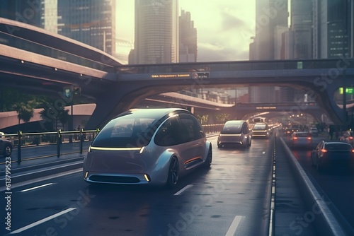 Highway Bustling with Autonomous Electric Vehicles. Generative ai