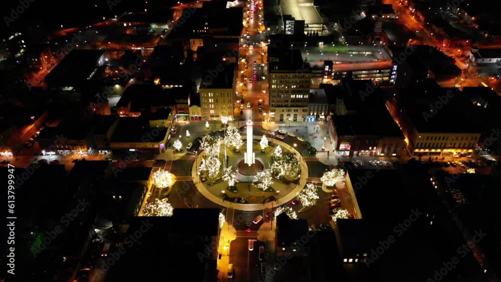 Aerial Pullback View of the Soldiers and Sailors Monument in Easton, PA
