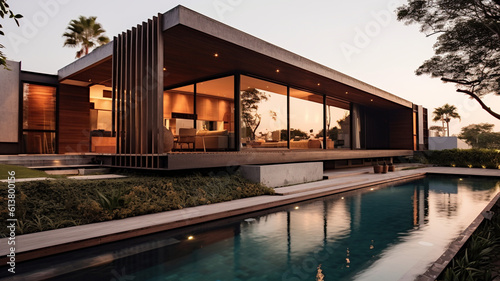 Modern cottage with swimming pool, modern style of decorating the cottage