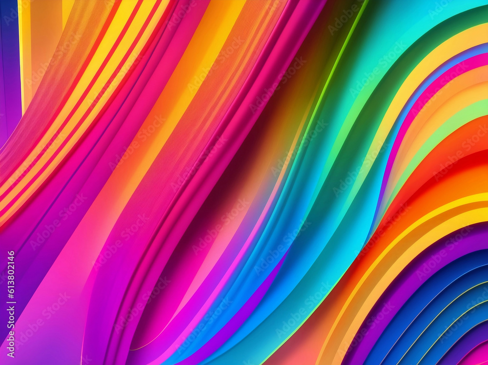 Colorful wavy neon lines, Generative AI Illustration. Colorful wavy neon lines, Generative AI Illustration.