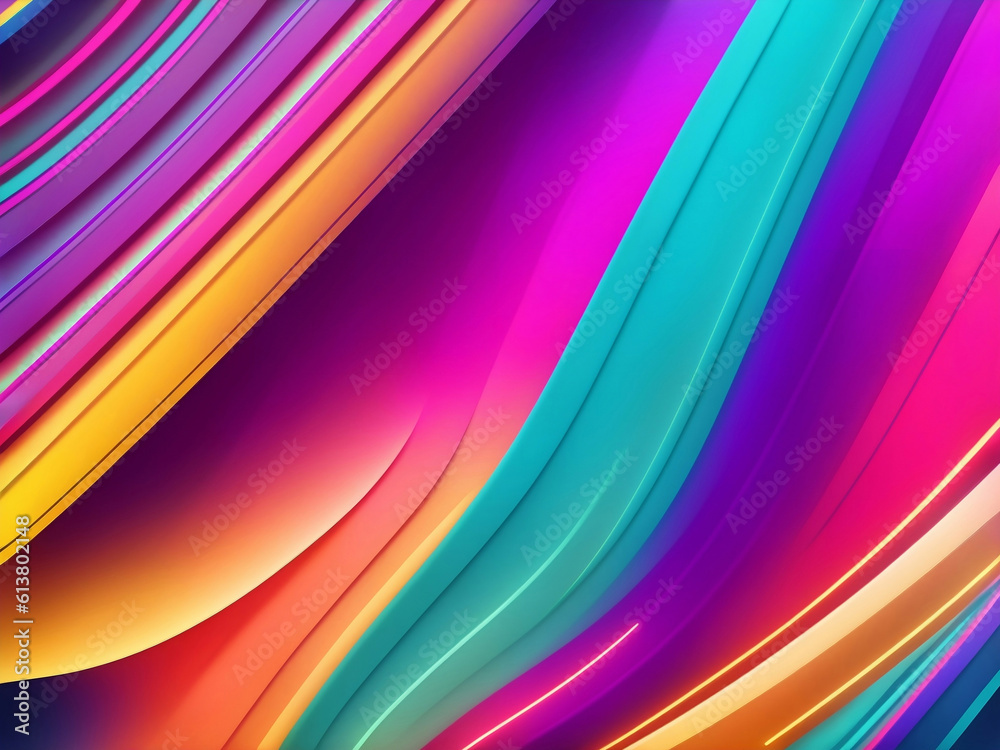 Colorful wavy neon lines, Generative AI Illustration.