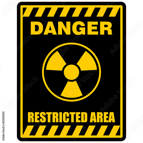Danger, restricted area, sign and label vector