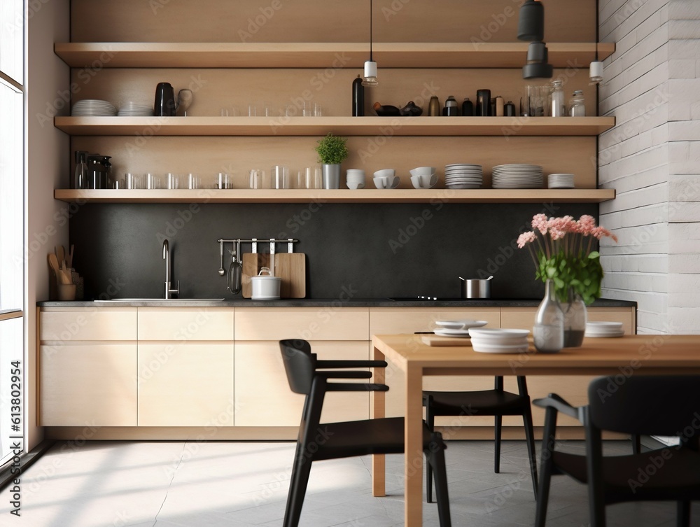 Minimalist Kitchen with Clean Countertops. Generative ai