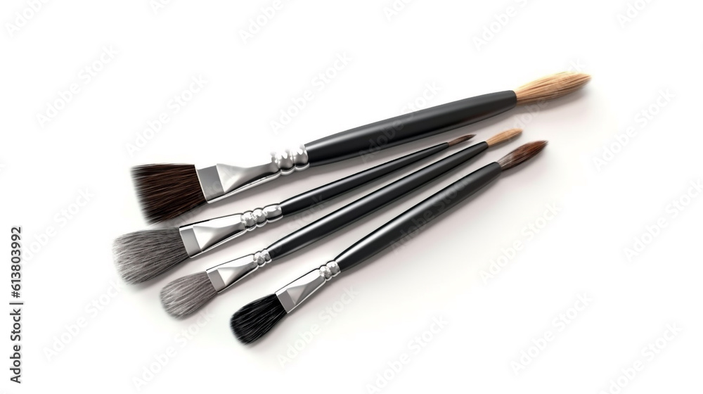set of brushes for a beautician on a white background. Generative Ai. 