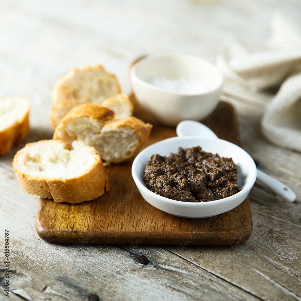 Traditional homemade black olive tapenade Traditional homemade black olive tapenade