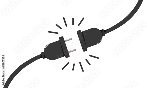 Electric Plug and Socket unplug outline design vector, electric plug sign, disconnection or connection sign, loss of connect.