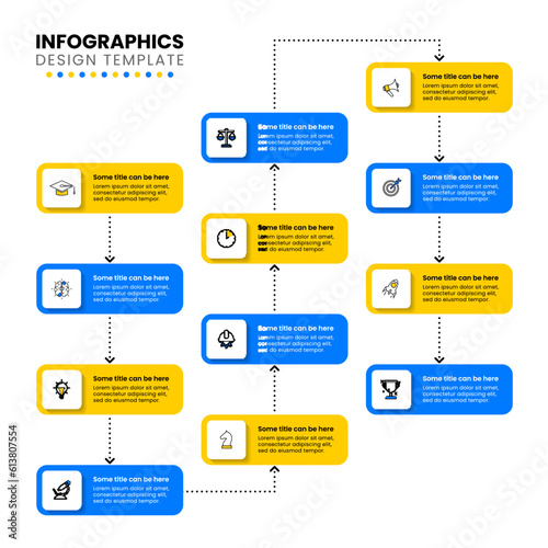 Infographic template. Line with 12 steps and icons
