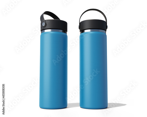 BlankHydro Flask Bottle packaging isolated on transparent background, prepared for mockup, 3D render.