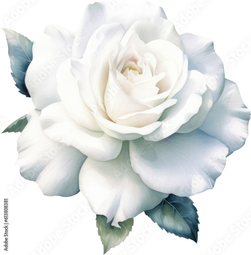 White Rose Flower Watercolor.Generative AI