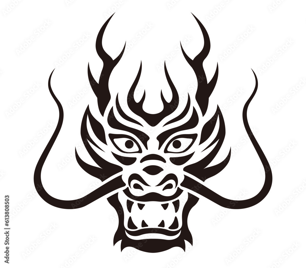 Year Of The Dragon Black And White Vector Zodiac Symbol Isolated On A White Background. Year Of The Dragon Black And White Vector Zodiac Symbol Isolated On A White Background.
