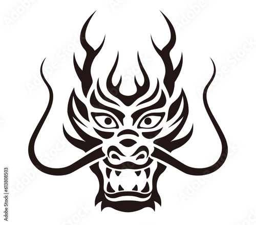 Year Of The Dragon Black And White Vector Zodiac Symbol Isolated On A White Background. 