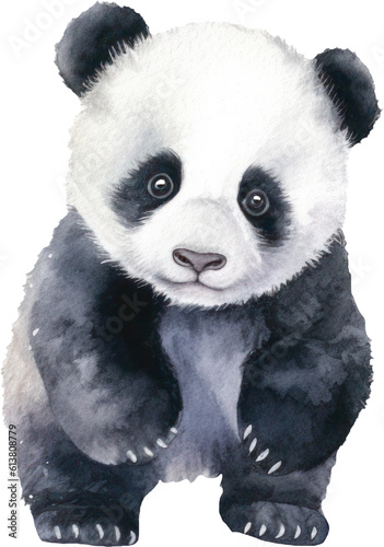 Cute Panda Watercolor Illustration.Generative AI