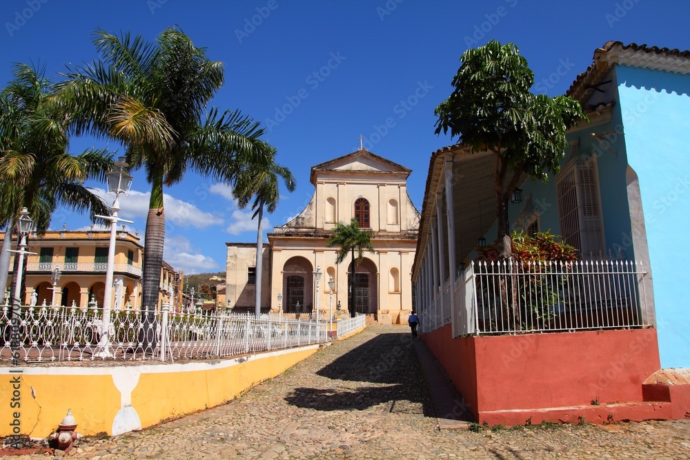 Trinidad, Cuba - the old town Plaza Mayor square. UNESCO World Heritage Site. Cuba landmarks.