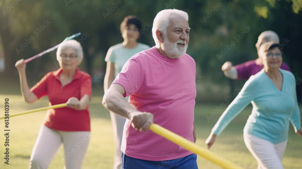 Senior does sports in the group. Generative AI Senior does sports in the group. Generative AI