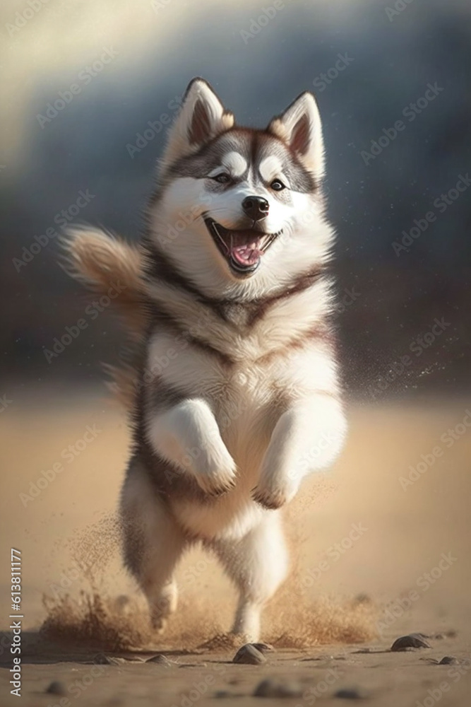 cute Huskey dog  created with generative Ai technology.