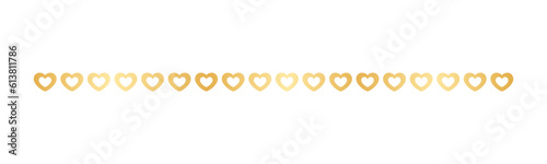 Gold Valentines Heart Pattern Separator Border, Golden Elegant Romantic Page Text Divider